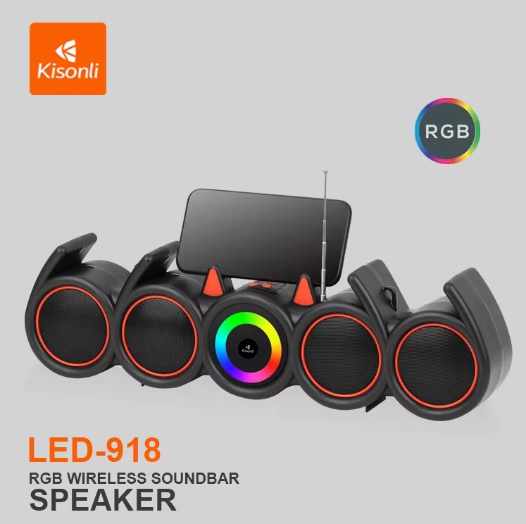 KISONLI LED 918 Bluetooth Speaker RGB ( Black and Red )